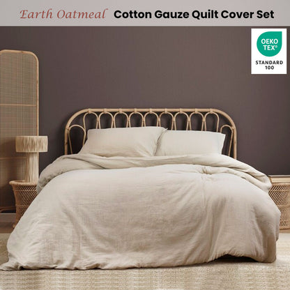 Ardor Earth Oatmeal Cotton Gauze Quilt Cover Set King