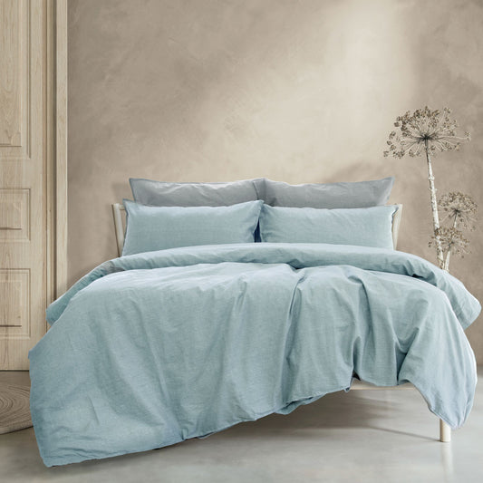 Ardor Embre Chambray Linen Look 100% Cotton Quilt Cover Set Queen