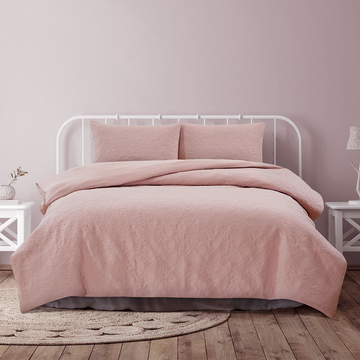 Ardor Lottie Blush Pinsonic Embossed Quilt Cover Set King