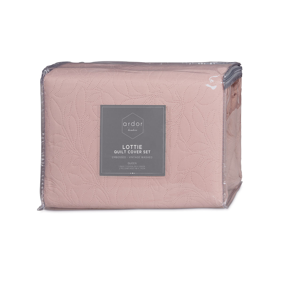 Ardor Lottie Blush Pinsonic Embossed Quilt Cover Set King