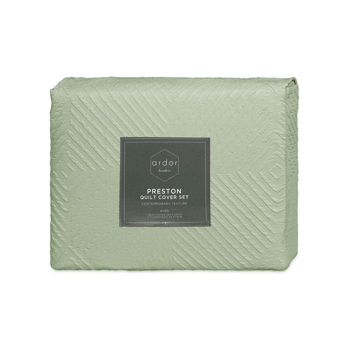 Ardor Preston Pale Green Embossed Quilt Cover Set Queen