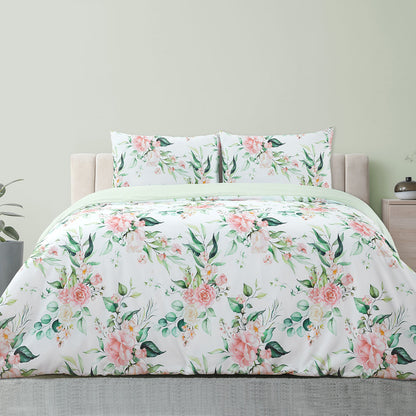 Ardor Rose Whisper Soft Sage Printed Floral Quilt Cover Set King