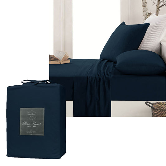 Ardor Micro Flannel Sheet Set Navy King