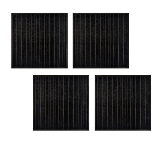 Set of 4 Square Broad Slat Bamboo Table Placemats 35 x 35cm Black