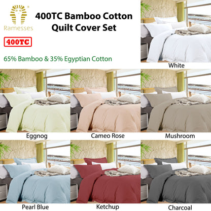 Ramesses Bamboo Cotton Quilt Cover Set Charcoal Queen