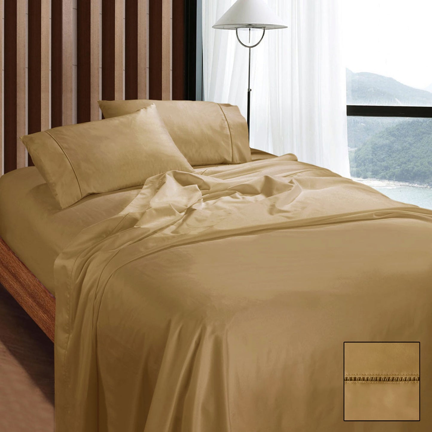 Ramesses 1100TC Egyptian Cotton Sateen Sheet Set Latte King