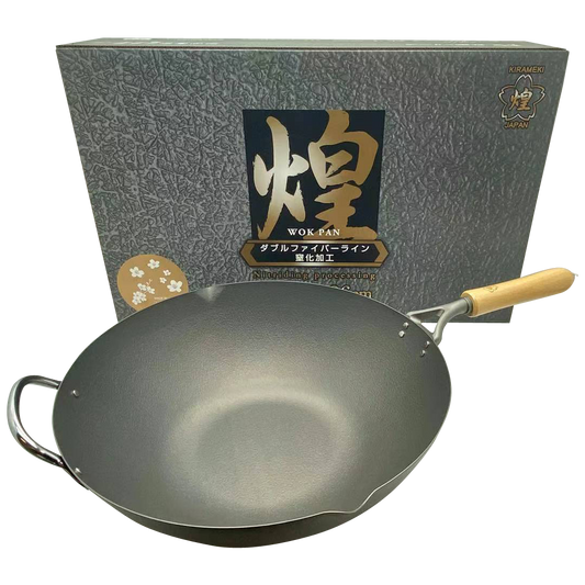 Kirameki Premium Cast Iron Nitriding Processing Stir-fry Wok (Made in Japan) - 36cm