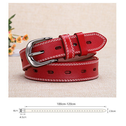 Classic Leather Belts for Women, Joyreap Genuine Leather Womens Belts Alloy Pin Buckle (Black)