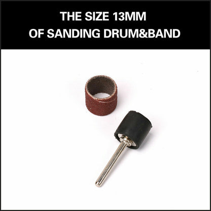 51Pc Sanding Bands Drum Sleeve Set 120 Grits Mandrel Dremel Rotary Kit 3mm Shank