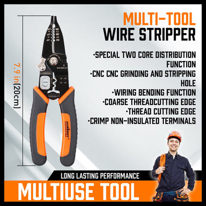 8" Wire Stripping Tool Wire Cutter Hand Crimping Pliers Strip Cutter Insulated