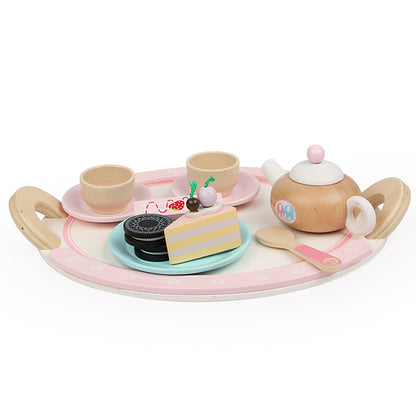 Kids Wooden Kitchen Tea Set Pretend Play