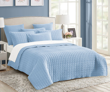 7 piece vintage stone wash comforter set queen blue