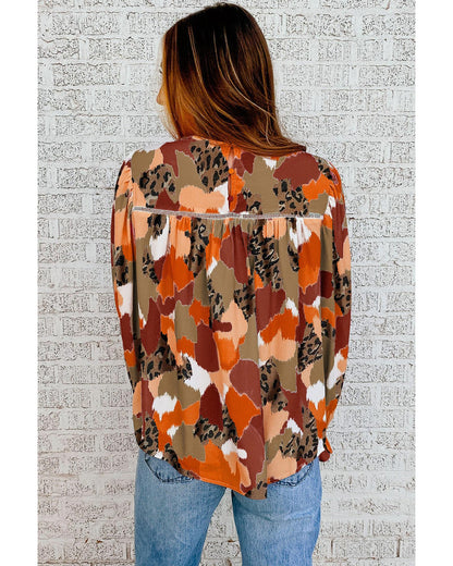 Azura Exchange Printed Long Sleeve Blouse - L