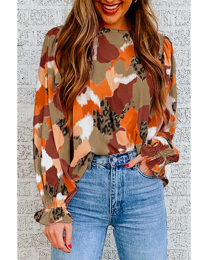 Azura Exchange Printed Long Sleeve Blouse - M