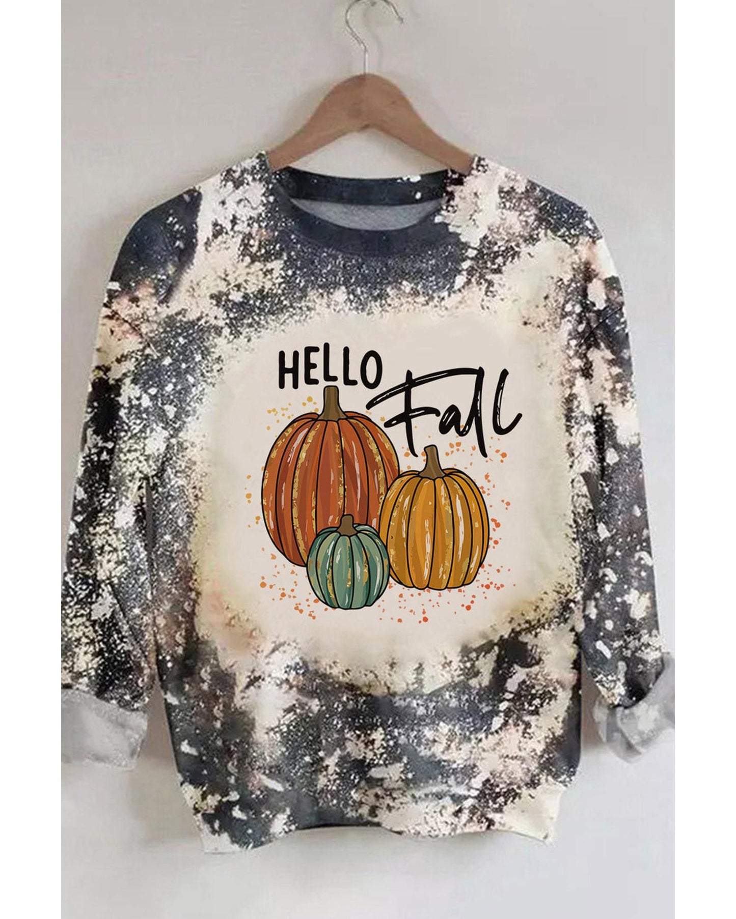 Azura Exchange Hello Fall Pumpkin Graphic Tie Dye Long Sleeve Top - M