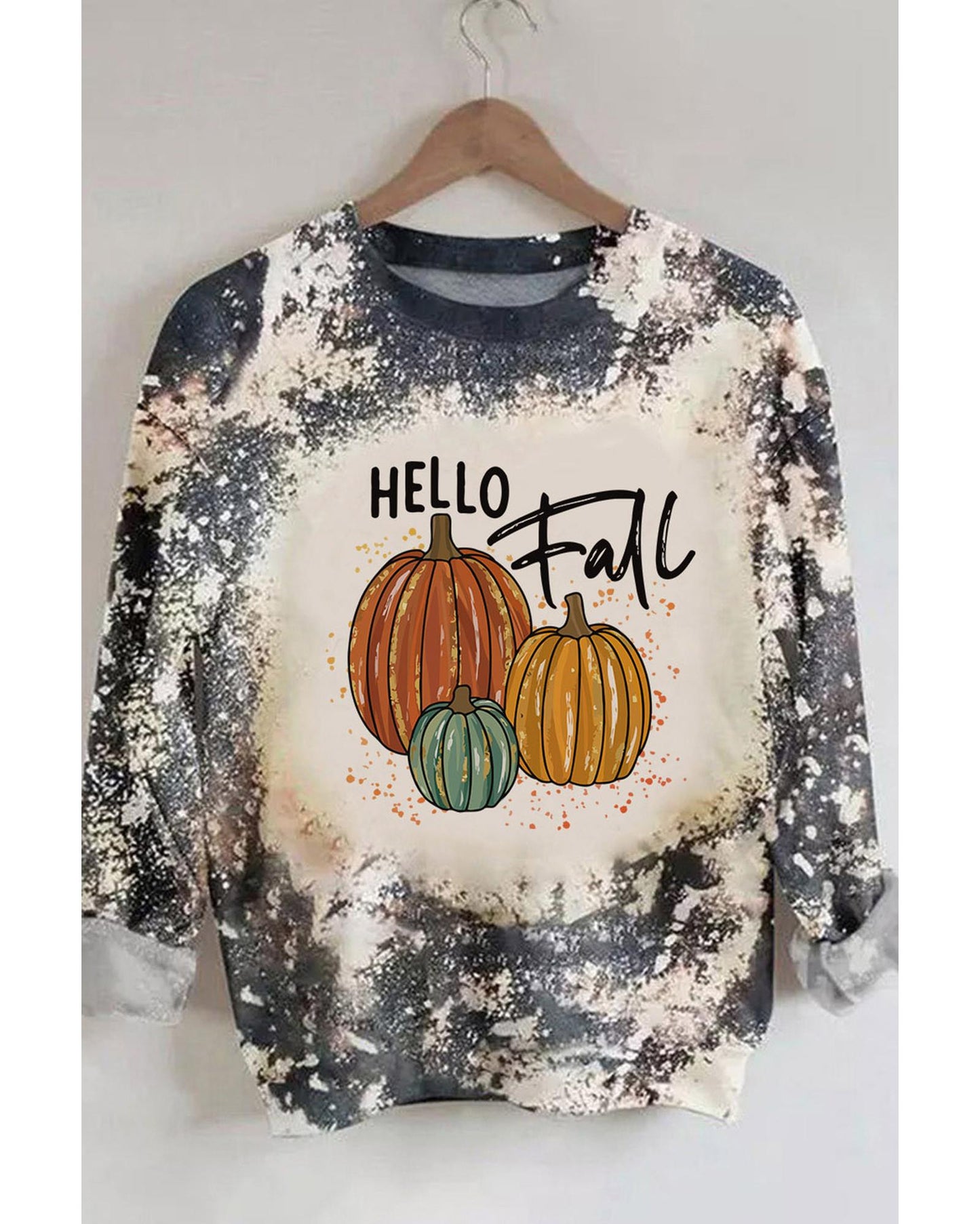 Azura Exchange Hello Fall Pumpkin Graphic Tie Dye Long Sleeve Top - S