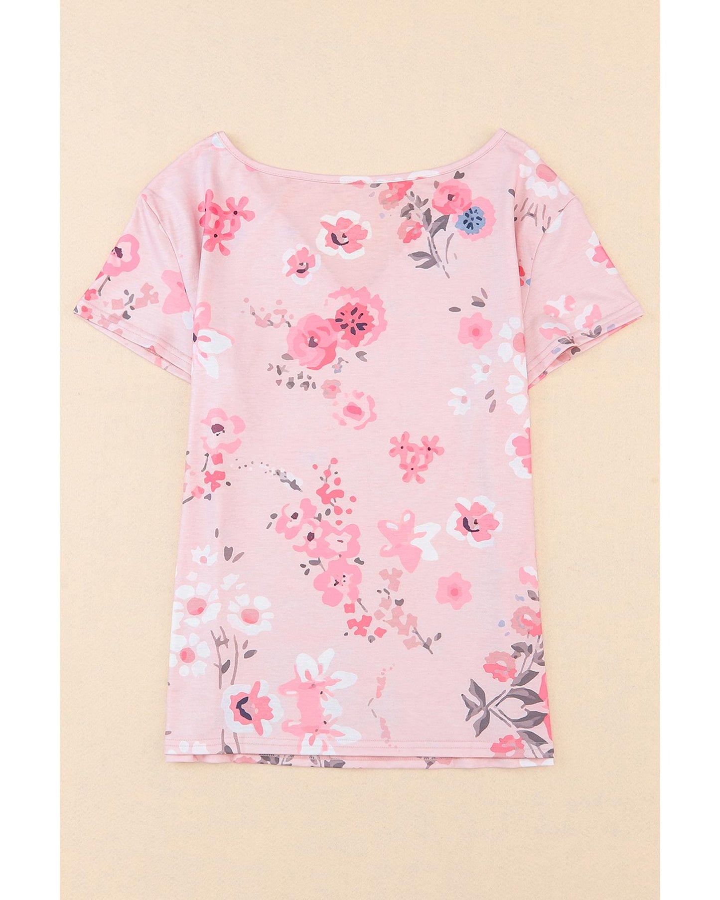 Azura Exchange Floral Print V Neck T-shirt - S