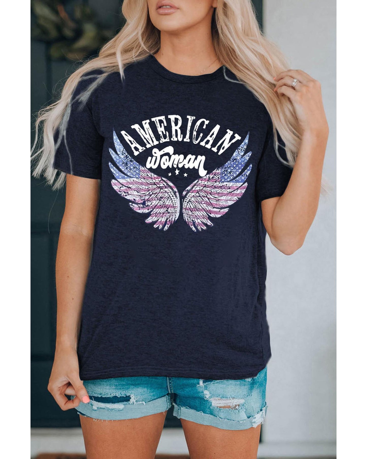 Azura Exchange American Woman Eagle Wing Flag Graphic Tee - 2XL