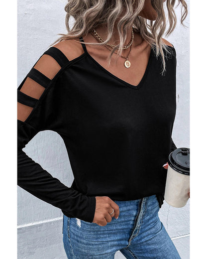 Azura Exchange Cold Shoulder Cut Out Long Sleeve Top - M