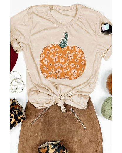 Azura Exchange Floral Pumpkin Graphic Tee - XL