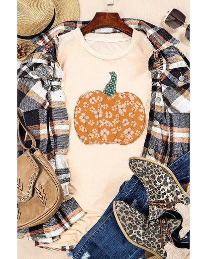 Azura Exchange Floral Pumpkin Graphic Tee - XL