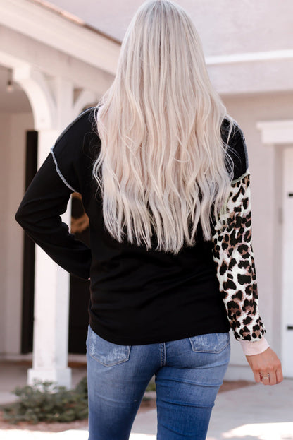 Azura Exchange Leopard Patchwork Hooded Sweatshirt - L