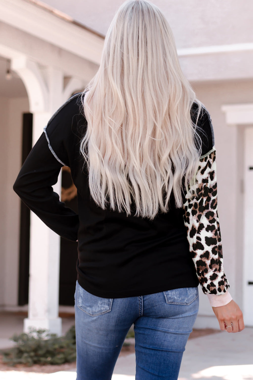 Azura Exchange Leopard Patchwork Hooded Sweatshirt - M