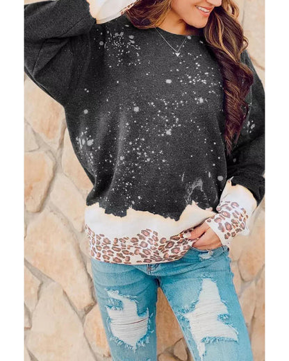 Azura Exchange Bleached Leopard Pullover Sweatshirt - M