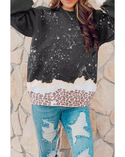 Azura Exchange Bleached Leopard Pullover Sweatshirt - M