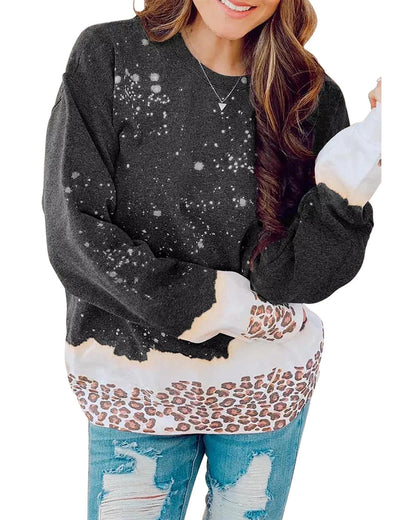 Azura Exchange Bleached Leopard Pullover Sweatshirt - M