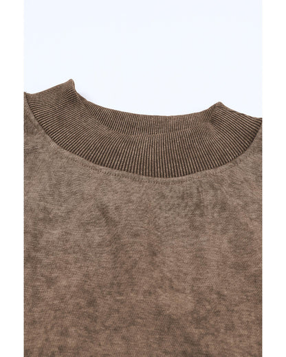 Azura Exchange Relaxed Brown Crew Neck Sweatshirt with Drop Shoulder Design - S