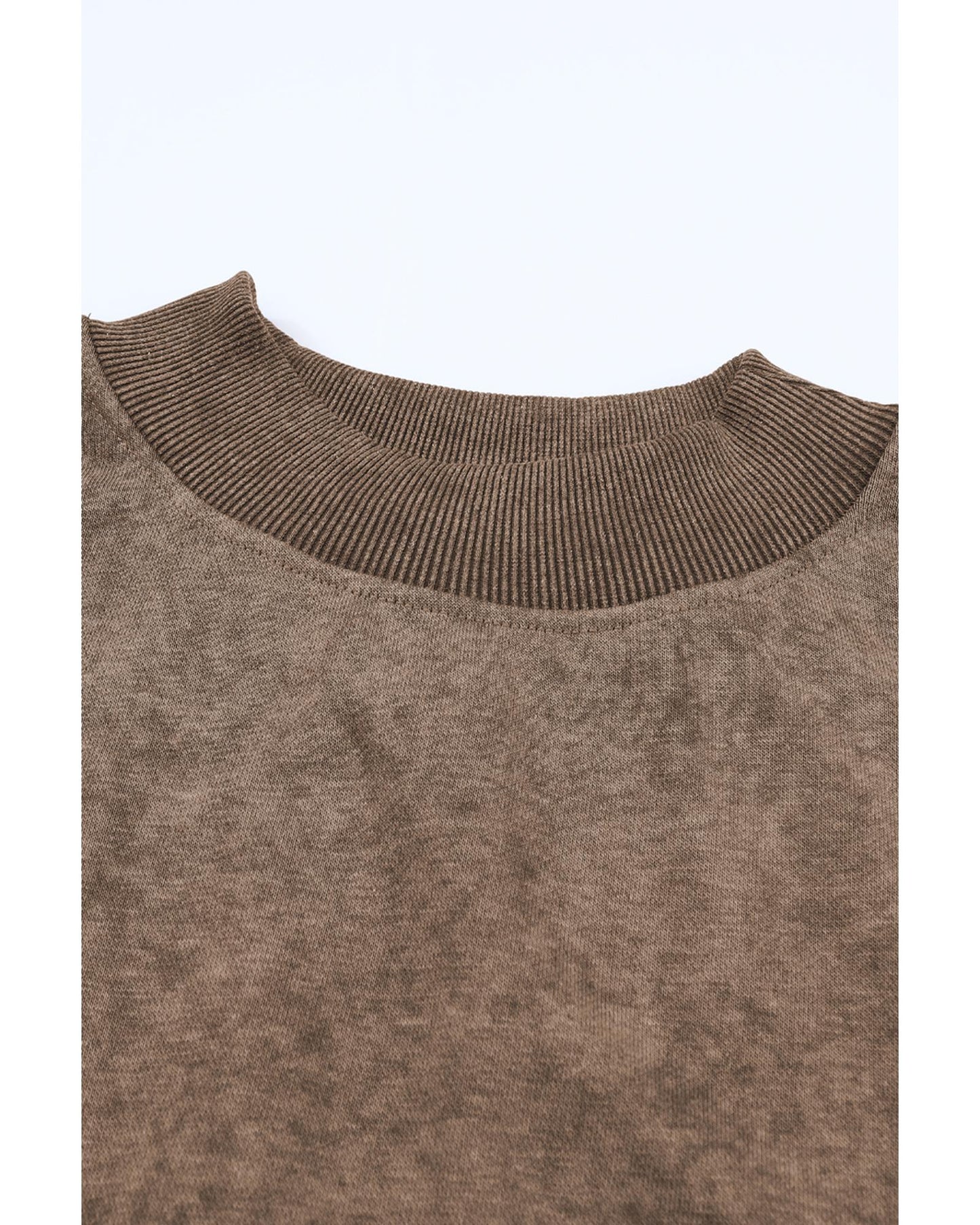 Azura Exchange Relaxed Brown Crew Neck Sweatshirt with Drop Shoulder Design - XL