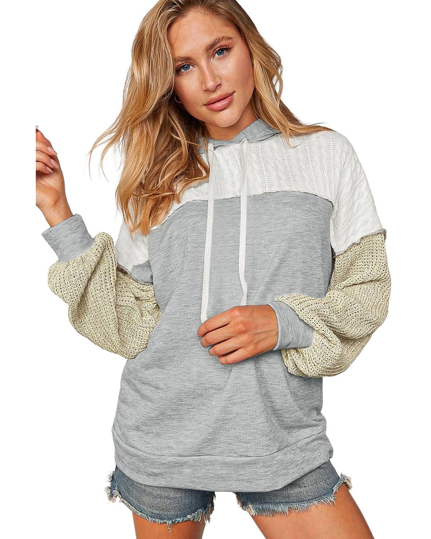 Azura Exchange Colorblock Patchwork Pullover Hoodie - M