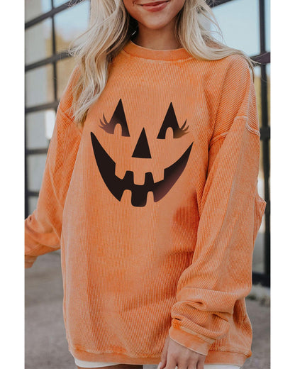 Azura Exchange Pumpkin Smile Face Graphic Sweatshirt - M