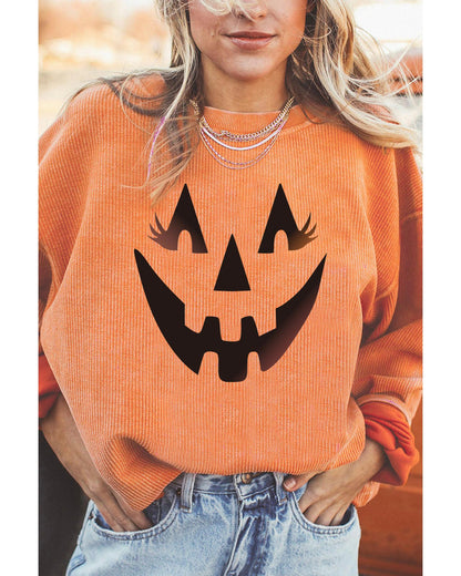 Azura Exchange Pumpkin Smile Face Graphic Sweatshirt - S