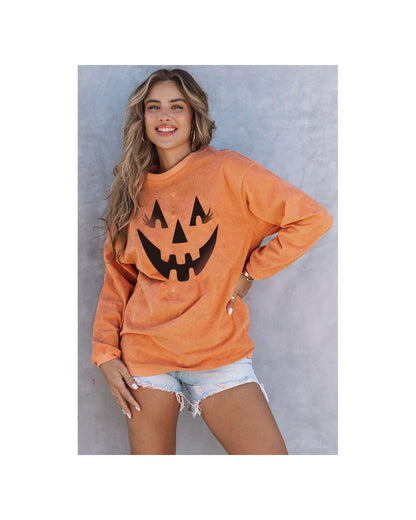 Azura Exchange Pumpkin Smile Face Graphic Sweatshirt - XL