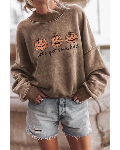 Azura Exchange Lets Get Smashed Halloween Pumpkin Graphic Sweatshirt - S