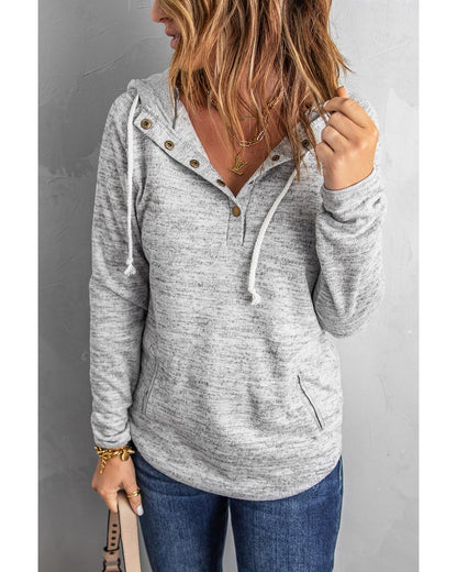 Azura Exchange Buttoned Casual Hoodie with Pocket Design - M