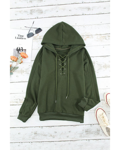 Azura Exchange Solid Color Lace-up Hoodie - 2XL