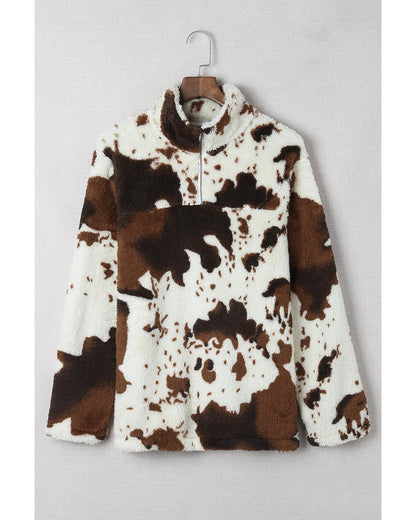 Azura Exchange Cow Print Fleece Sweatshirt - M