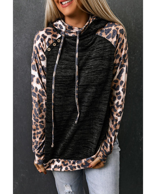 Azura Exchange Leopard Contrast Hoodie - L