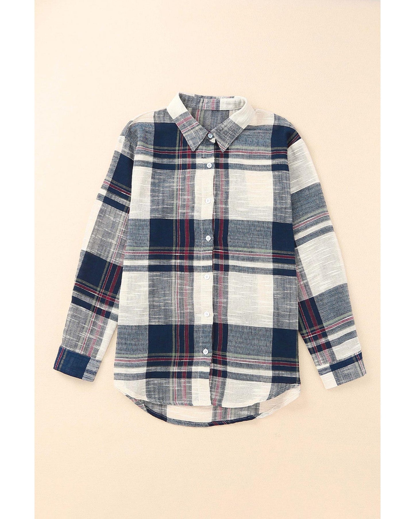 Azura Exchange Plaid Print Shirt with Distressed Raw Edge - S