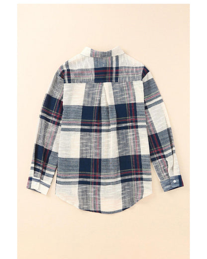 Azura Exchange Plaid Print Shirt with Distressed Raw Edge - S