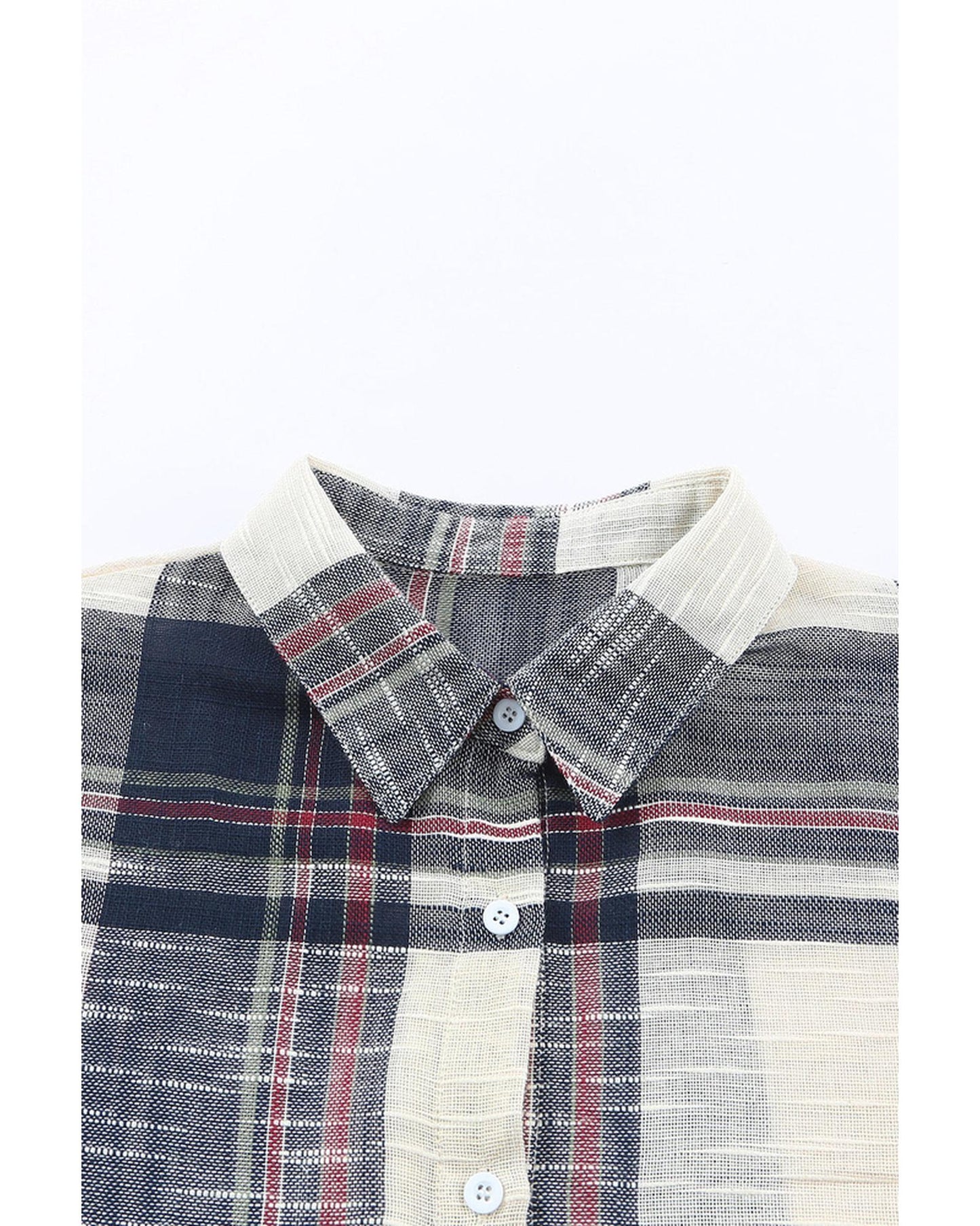 Azura Exchange Plaid Print Shirt with Distressed Raw Edge - S