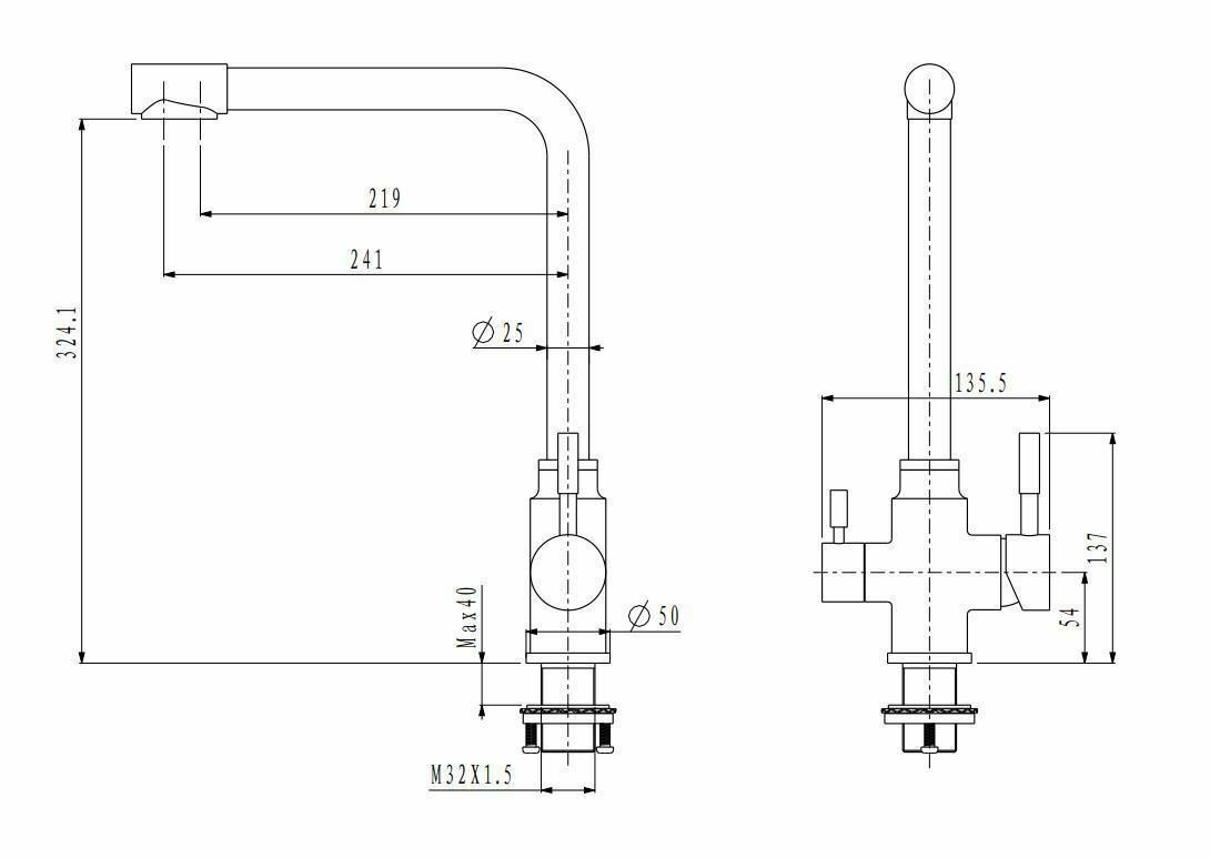 2023 Brushed Brass Gold L shape 3 way filter water kitchen mixer tap faucet Stainless steel Made PVD plated