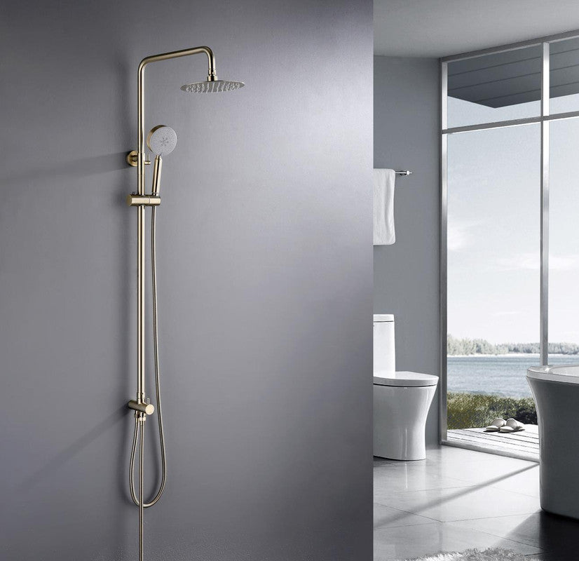 2023 Brushed Nickel Solid Stainless Steel 304 made shower set w diverter 200 mm head sprayer hand held head Suit Outdoor