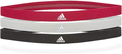 Adidas 3-Pack Sports Hair Bands Taining Stretch Headband - Black/Grey/Burgundy