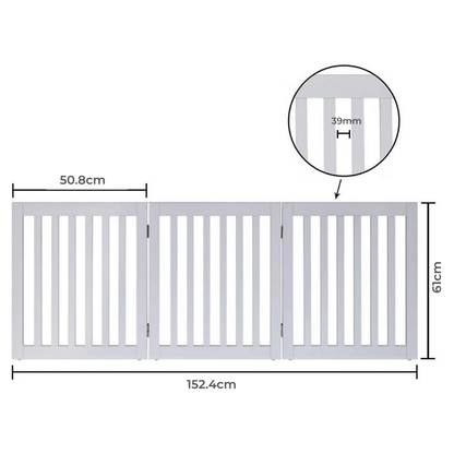 Three Panel Freestanding Dog Gate, White