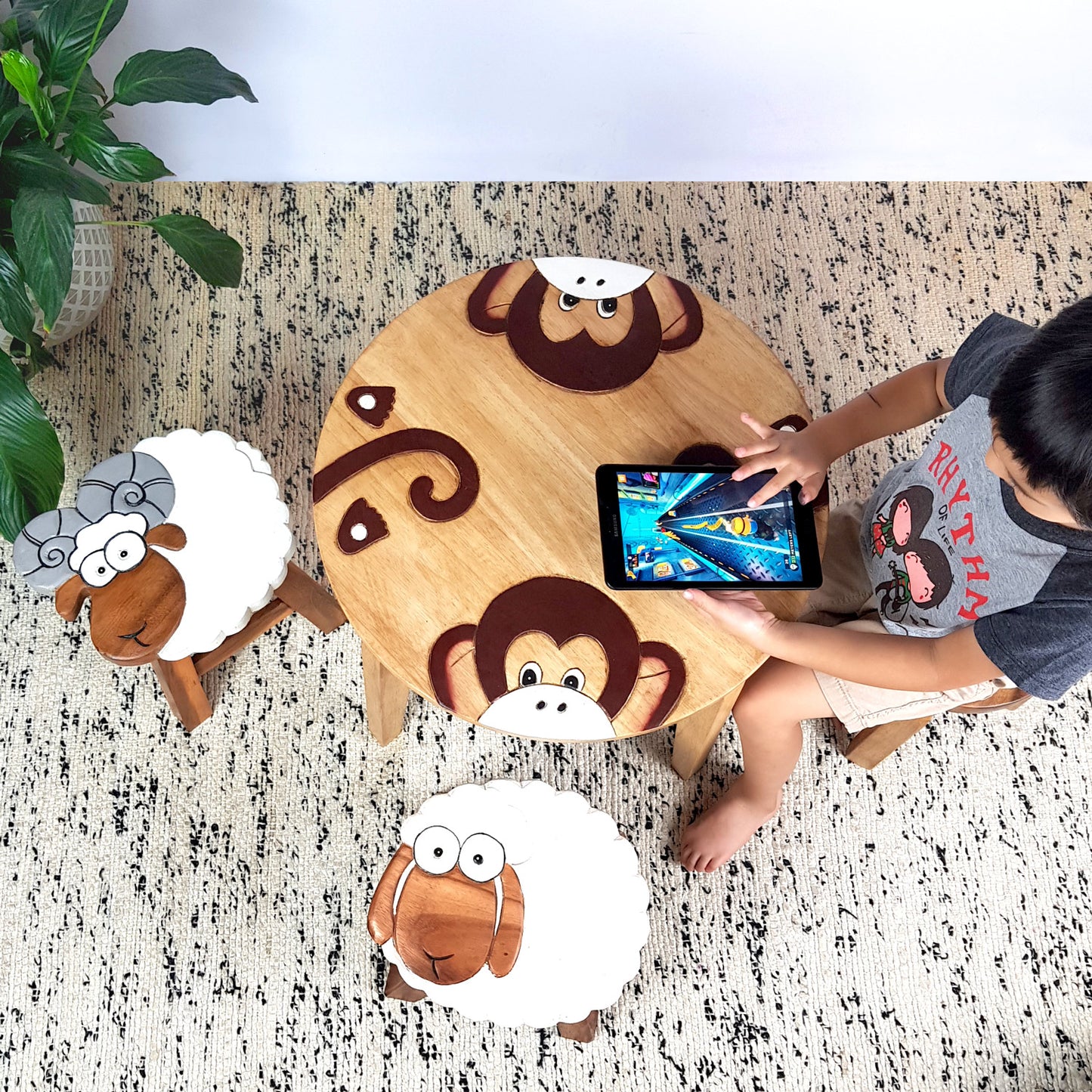 Monkey Table + 2 Stools Set