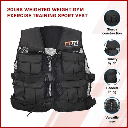 20LBS Weighted Weight Gym Exercise Training Sport Vest